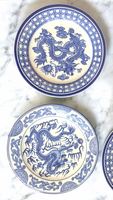 Vtg Blue Bombay Dragon Plates