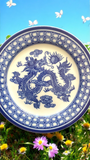 Vtg Blue Bombay Dragon Plates
