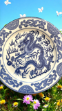 Vtg Blue Bombay Dragon Plates