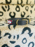 Vtg Beaded Leather Dog Collar