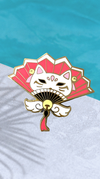 Cat Fan Enamel Pin