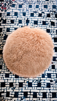 Round Mongolian Lamb Fur Pillow, Blush Color