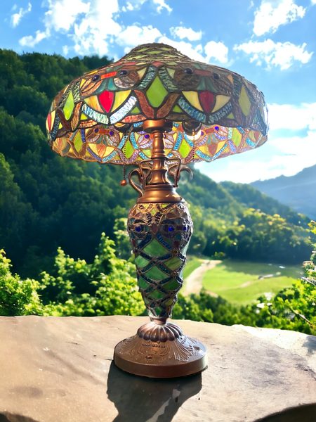 RARE Stained Glass Table Lamp FENG SWAY