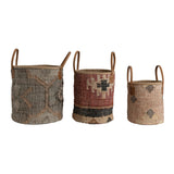 Kilim Baskets w/ Leather Handles