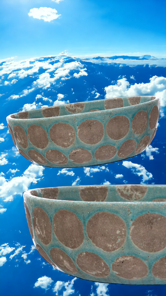 Spotted Blue Ceramic Centerpiece Bowls