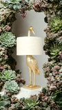 Regal Bird Lamp ~ Linen Shade