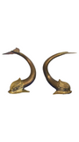 Brass Asian Dolphin Figural Decor Set