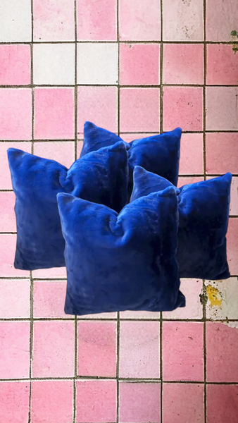 Opulent Cobalt Fur Pillow ~ 18”