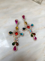 Madonna Jewel Cross Earrings