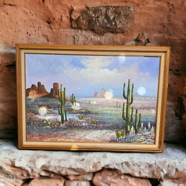 Framed Desert Oil Painting