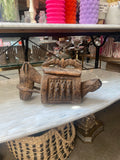 Antique African Wood Dragon Vessel