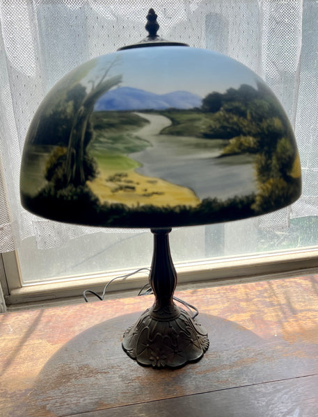 Reverse Painted Scenic Lamp