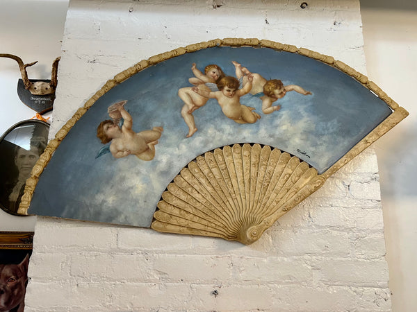 19th Century Painted Decorative Wall Fan