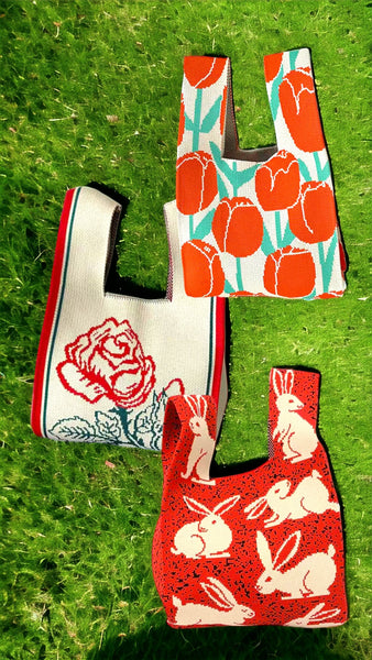 Floral Knit Totes