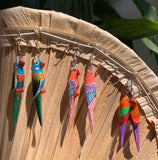 Hand Painted Wood Parrot Earrings