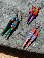 Hand Painted Wood Parrot Earrings