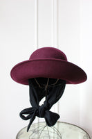 Vintage Plum Doe Skin Scarf Hat