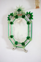 Rare Antique Green Venetian Murano Glass Mirror