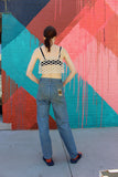Suede Mosaic High Waisted Denim Riding Pant