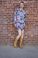1980s Floral Denim Two Piece Set