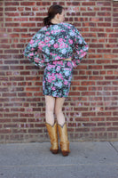1980s Floral Denim Two Piece Set