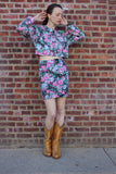 1980s Floral Denim Two Piece Set
