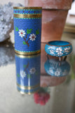 Antique Blue Floral Enamel Jar