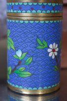 Antique Blue Floral Enamel Jar