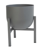 Grey Minimal Metal Planter with Stand