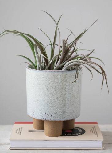 Tan and White Footed Planter