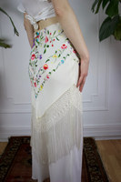 Silk Fringe Embroidered Skirt