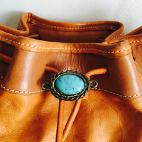Southwestern Turquoise and Leather Bucket Bag