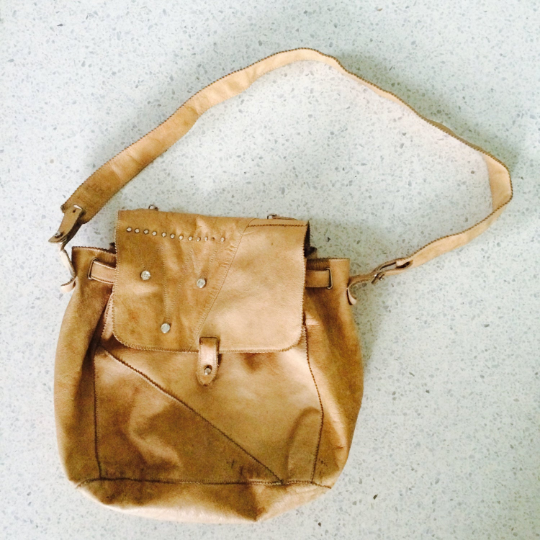 Tan Leather Studded Travel Bag