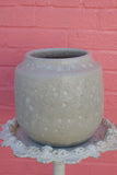 Rounded White Textured Stoneware Pot