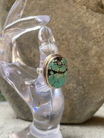Modernist Sterling Cocktail Ring with Veined Turquoise