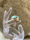 Modernist Sterling Cocktail Ring with Veined Turquoise