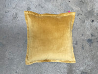 20" Mustard Velvet Pillow w/ Contrast Edge