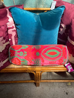 Indian Velvet Embroidered Bolster Pillow