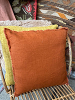 Rust Linen Fringe Pillow