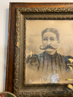 Antique Victorian Framed Woman With Stache