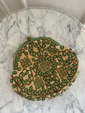 20s Green and Cream Beaded Purse