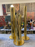 80s Deco Gold Chrome Fluted Vases