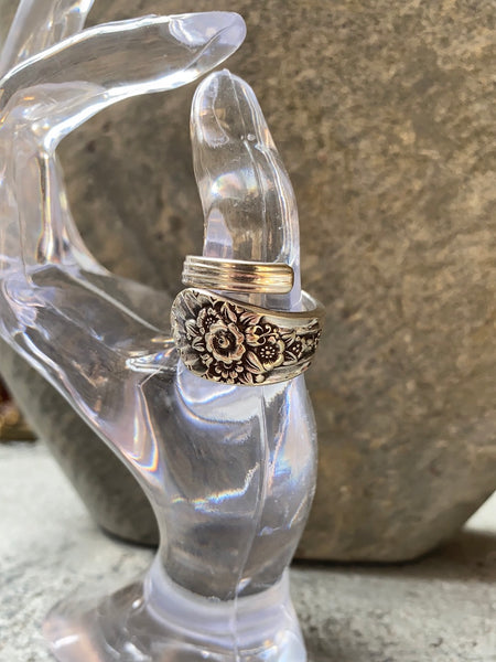 Floral Silver Plated Handmade Spoon Ring ~ Joy Heritage Collection