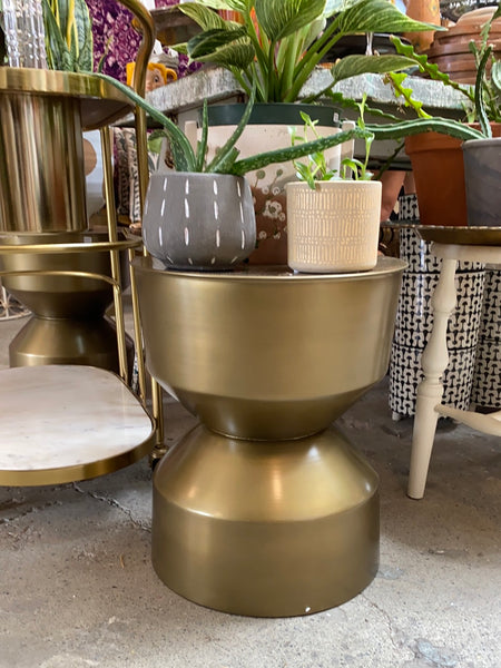 Brass Drum Side Table ~ Stool