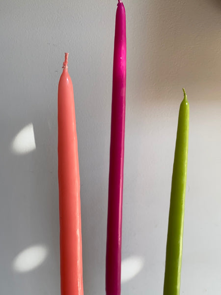 Tall n' Mighty Neon Taper Candles ~ 3 Colors