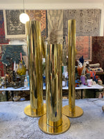 80s Deco Gold Chrome Fluted Vases