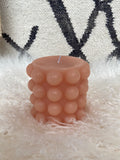 Hobnail Textured Pillar Candle ~Blush