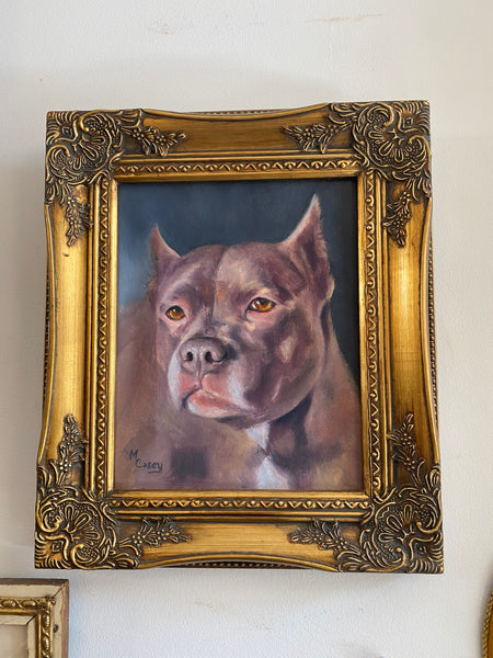 Framed Pitbull Painting